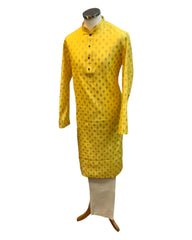 Haldi Yellow - Fantastic Mens Indian Kurta set - Weddings / Walimas , Sangeet, Eid, Mehndi / Henna - NAD2505 01KP25