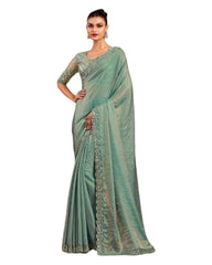 Sea Green - Chiffon Saree with Fancy Ready made Blouse - SRV7912  PY 0624