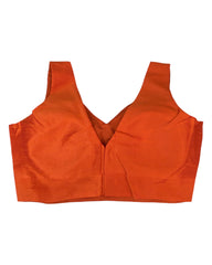 Rust / Burnt Orange - Silky Saree blouse with cups,  Sleeveless - 42