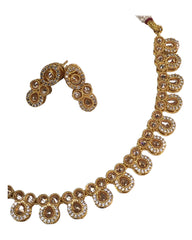 Gold - Small - Gold Finish Necklace Set with Earrings - AE2404 C 0724