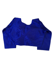 Royal Blue - Silky Saree blouse with cups,  Long Sleeves, High Back - 38