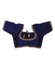 Navy Blue - Dupion Silky Saree / Lehenga blouse - 38