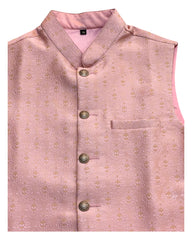 Pink - Banarasi Handloom Brocade Mens Waistcoat - UK Stock- Dispatch in 24 hrs - KCS241104 KK