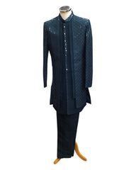 Teal Blue / Green - Stunning Double Layered Mens Sherwani - SHU2504 PC 0325