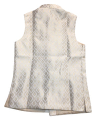 Cream - Rich Banarasi Brocade Handloom Brocade Mens Waistcoat - UK Stock- Dispatch in 24 hrs - KCS241107 KP