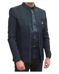 Teal - PREMIUM Slim Fit Mens BandhGala / Prince / Chinese Collar Open Jacket with inside Waistcoat- Fantastic Fit - CS2508 PP 0325