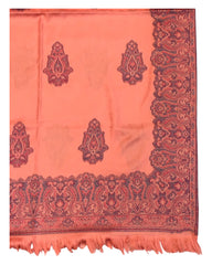 Peach - Soft Art Wool Handloom Woven Shawl -  11C24 NTC2413