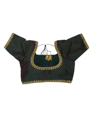 Dark Green - Dupion Silky Saree / Lehenga blouse - 42