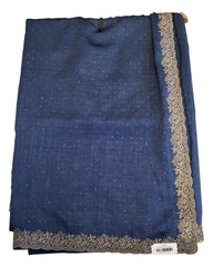 Blue - Chiffon - Fancy Party Saree with Blouse Piece - 11KP24 SP2423