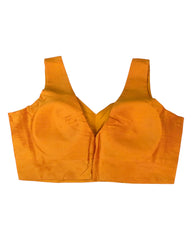 Orange - Silky Saree blouse with cups,  Sleeveless - 38