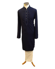 Navy Blue - Linen -  Mens Indian Kurta set - Weddings / Walimas , Sangeet, Eid, Mehndi / Henna - NAD2507 01KA25