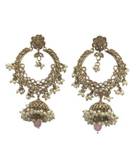 Pink - Large - Antique Finish Traditional Earrings - Bollywood - Weddings - NIR818 C 0724