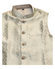 Gold - Rich Banarasi Brocade Handloom Brocade Mens Waistcoat - UK Stock- Dispatch in 24 hrs - KCS241108 KP