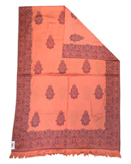 Peach - Soft Art Wool Handloom Woven Shawl -  11C24 NTC2413