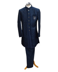 Navy Blue - Stunning Double Layered Mens Sherwani - SHU2508 JC 0325