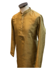 Gold - Silky -  Mens Indian Kurta set - Weddings / Walimas , Sangeet, Eid, Mehndi / Henna - NAD2511 01KJ25