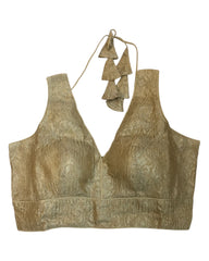 Gold - Crushed Tissue Saree / Lehenga Blouse - With Cups - Margin to loosen - UK Stock - AF2341 C 1224