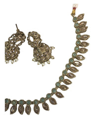 Mint Green - Small - Antique Gold Finish Necklace Set with Earrings - AE2402 C 0724