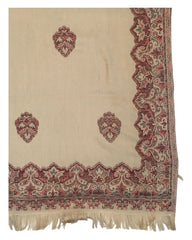 Beige  - Soft Art Wool Handloom Woven Shawl -  11C24 NTC2413 BGE1