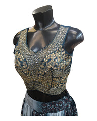 Teal Blue Printed Lehenga Set - Size 12(38