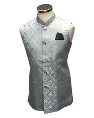 Ice / Light Blue - Rich Suiting Material Mens Indian Waistcoat - Amazing Fit - Great Quality - YD2417 KC 0824