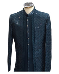 Teal Blue / Green - Stunning Double Layered Mens Sherwani - SHU2504 PC 0325