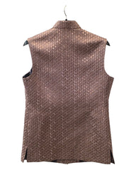 Rose Gold / Light Brown - Rich Lucknowi Sequins Mens Waistcoat / Bandi - Bollywood - HHF2403 KK 0624