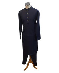 Navy Blue - Rich Material Mens Indian Kurta set - Pair with a waistcoat or wear under Sherwanis - Weddings / Walimas , Sangeet, Mehndi / Henna , Eid / Diwali - BS2503 01VK25