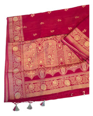 Fuchsia Pink - Traditional Handloom Banarasi Sari / Saree - with Blouse Piece - SN2402 11TY24