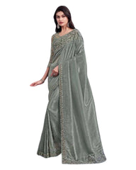 Grey - Chiffon Saree with Fancy Ready made Blouse - SS29016  TP 0624