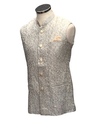 Grey - Rich Suiting Material Mens Indian Waistcoat - Amazing Fit - Great Quality - YD2425 KH 0824