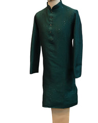 Turquoise Rama Green - Brocade Mens Indian Kurta set - Weddings / Walimas , Sangeet, Eid, Mehndi / Henna - NAD2506 01KT25