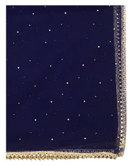 Navy Blue - Ladies Net Dupatta with Gold Lace Border  & Diamante - Mix N Match -  VC2501 T0125