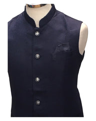 Dark Blue - Rich Suiting Material Mens Indian Waistcoat - Amazing Fit - Great Quality - YD2419 KC 0824