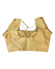 Gold - Plain Dupion Silk Saree blouse with cups, Short Sleeves- 40