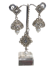 Clear Stone - Small - Silver Finish Necklace Set with Earrings - DAJ533 C 0724