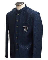 Navy Blue - Stunning Double Layered Mens Sherwani - SHU2508 JC 0325