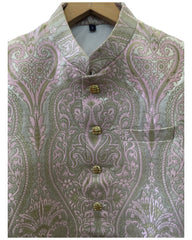 Pink - Classic Banarasi Brocade Sherwani with Gold Buttons -  HHF2407 TC 0624