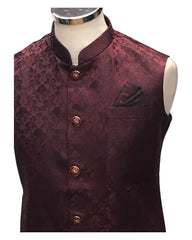 Maroon - Rich Suiting Material Mens Indian Waistcoat - Amazing Fit - Great Quality - YD2417 KC 0824