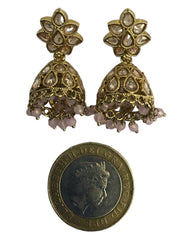 Grey - Medium - Antique Finish Traditional Zhumki Earrings - Bollywood - Weddings - SV2407J 0724