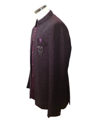 PREMIUM Slim Fit Mens Wine BandhGala / Prince / Chinese Collar Open Jacket with inside Waistcoat- Fantastic Fit - CS2408 JC 0524