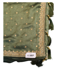 Sage Green - Dupion Silk -Fancy Party Saree with Blouse Piece - SP2413 11KH24