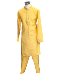 Haldi Yellow - Mens Kurta Set with Rich Brocade Waistcoat  - SHU2507 TY 0325