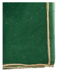 Green - Ladies Net Dupatta with Gold Lace Border  & Diamante - Mix N Match -  VC2501 T0125