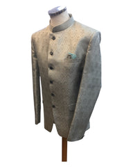 Silver / Grey - PREMIUM Slim Fit Mens Self Brocade BandhGala / Prince / Chinese Collar Jacket - Fantastic Fit - CS2501 01TA25