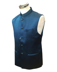 PREMIUM Slim Fit Mens Teal BandhGala / Prince / Chinese Collar Open Jacket with inside Waistcoat- Fantastic Fit - CS2407 JP 0524