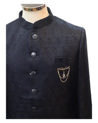 Navy Blue - PREMIUM Slim Fit Mens Self Brocade BandhGala / Prince / Chinese Collar Jacket - Fantastic Fit - CS2501 01TA25