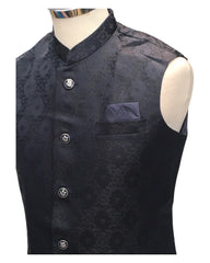 Navy Blue - Rich Suiting Material Mens Indian Waistcoat - Amazing Fit - Great Quality - YD2423 KC 0824