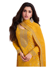 Haldi Yellow - Simple / Classy Silky Ladies Indian Salwar Suit with Rich Dupatta - Available in Sizes 10,14 & 18 - VF69183 TY 0924