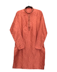 Rust - Cotton Silk Mens Indian Kurta set - Weddings / Walimas , Sangeet, Eid, Mehndi / Henna - KCS1048 06VA24